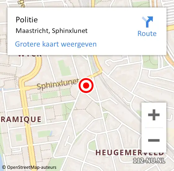 Locatie op kaart van de 112 melding: Politie Maastricht, Sphinxlunet op 22 september 2021 18:18