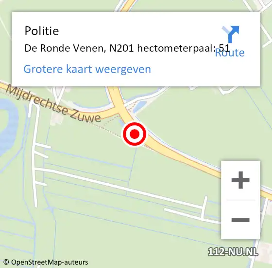 Locatie op kaart van de 112 melding: Politie De Ronde Venen, N201 hectometerpaal: 51 op 22 september 2021 18:22
