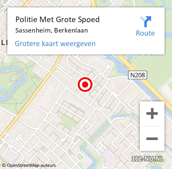 Locatie op kaart van de 112 melding: Politie Met Grote Spoed Naar Sassenheim, Berkenlaan op 22 september 2021 18:34