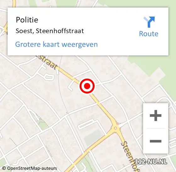 Locatie op kaart van de 112 melding: Politie Soest, Steenhoffstraat op 22 september 2021 18:35