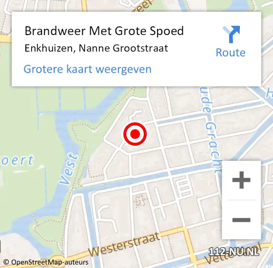 Locatie op kaart van de 112 melding: Brandweer Met Grote Spoed Naar Enkhuizen, Nanne Grootstraat op 22 september 2021 18:49