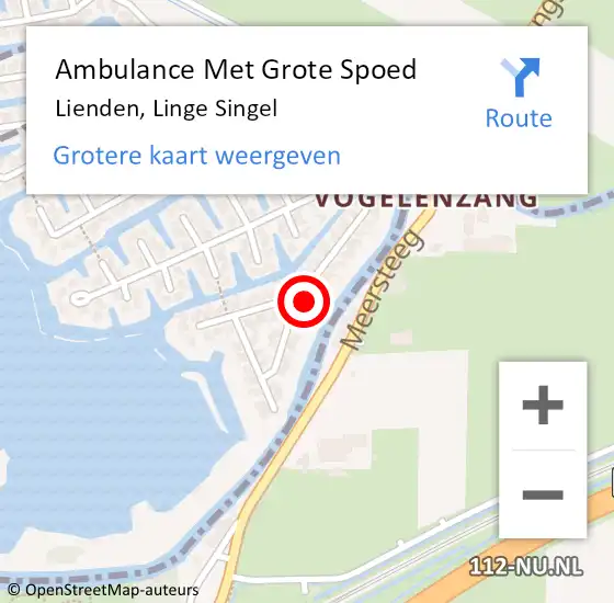 Locatie op kaart van de 112 melding: Ambulance Met Grote Spoed Naar Lienden, Linge Singel op 22 september 2021 19:11
