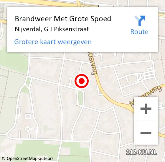 Locatie op kaart van de 112 melding: Brandweer Met Grote Spoed Naar Nijverdal, G J Piksenstraat op 22 september 2021 19:14