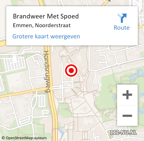 Locatie op kaart van de 112 melding: Brandweer Met Spoed Naar Emmen, Noorderstraat op 22 september 2021 19:29