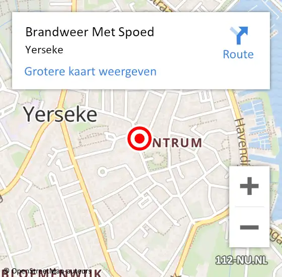 Locatie op kaart van de 112 melding: Brandweer Met Spoed Naar Yerseke op 22 september 2021 19:34