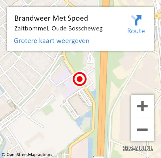 Locatie op kaart van de 112 melding: Brandweer Met Spoed Naar Zaltbommel, Oude Bosscheweg op 22 september 2021 19:53