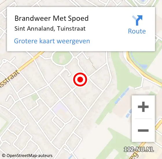 Locatie op kaart van de 112 melding: Brandweer Met Spoed Naar Sint Annaland, Tuinstraat op 22 september 2021 19:54