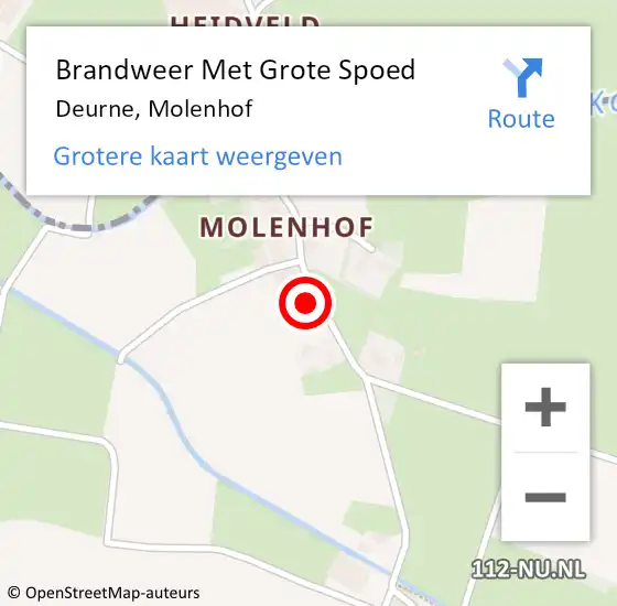 Locatie op kaart van de 112 melding: Brandweer Met Grote Spoed Naar Deurne, Molenhof op 22 september 2021 19:59