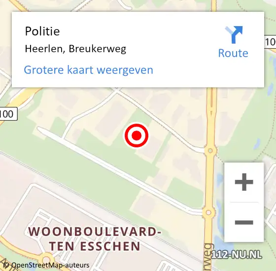 Locatie op kaart van de 112 melding: Politie Heerlen, Breukerweg op 22 september 2021 20:04
