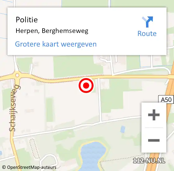 Locatie op kaart van de 112 melding: Politie Herpen, Berghemseweg op 22 september 2021 21:13