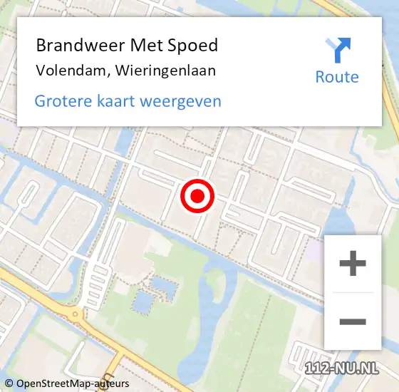 Locatie op kaart van de 112 melding: Brandweer Met Spoed Naar Volendam, Wieringenlaan op 22 september 2021 21:21