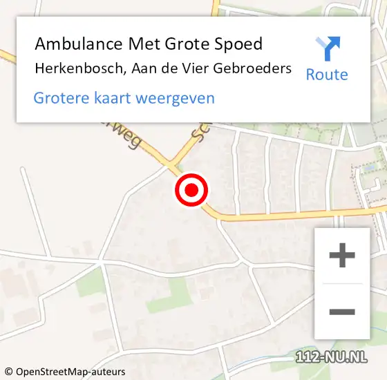 Locatie op kaart van de 112 melding: Ambulance Met Grote Spoed Naar Herkenbosch, Aan de Vier Gebroeders op 22 september 2021 22:03