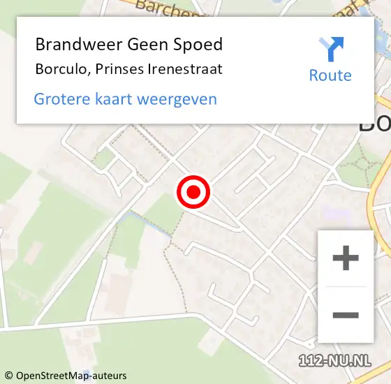 Locatie op kaart van de 112 melding: Brandweer Geen Spoed Naar Borculo, Prinses Irenestraat op 22 september 2021 22:03