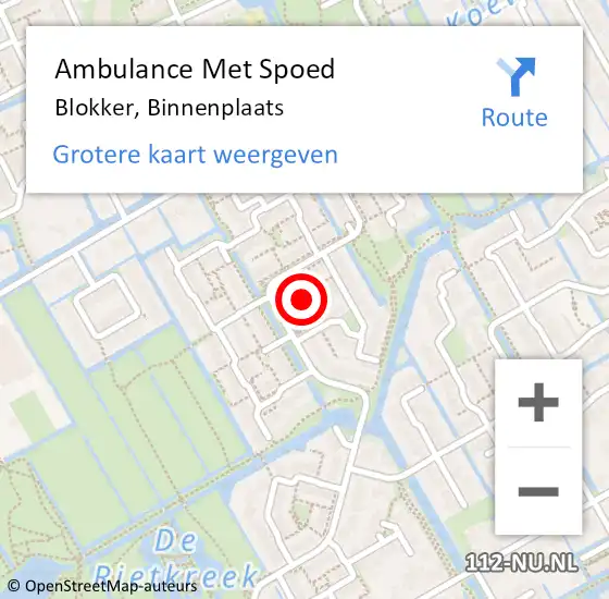 Locatie op kaart van de 112 melding: Ambulance Met Spoed Naar Blokker, Binnenplaats op 22 september 2021 22:04