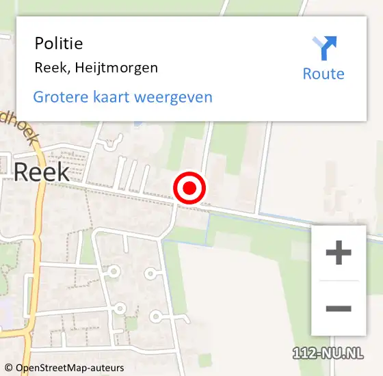 Locatie op kaart van de 112 melding: Politie Reek, Heijtmorgen op 22 september 2021 22:06