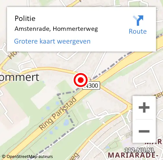 Locatie op kaart van de 112 melding: Politie Amstenrade, Hommerterweg op 22 september 2021 22:39