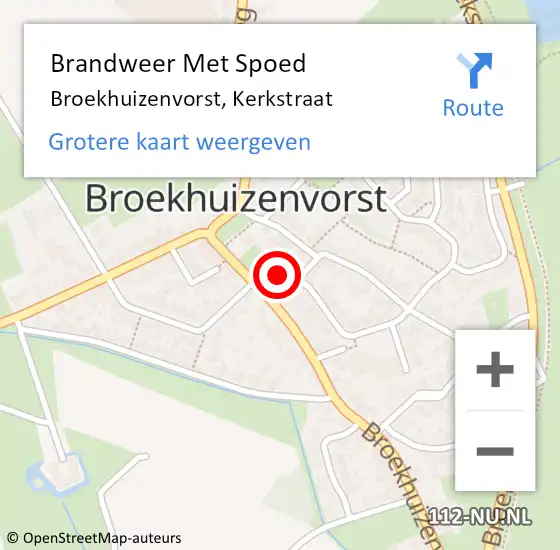 Locatie op kaart van de 112 melding: Brandweer Met Spoed Naar Broekhuizenvorst, Kerkstraat op 23 september 2021 00:02