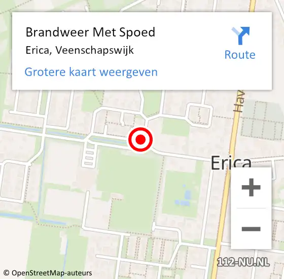 Locatie op kaart van de 112 melding: Brandweer Met Spoed Naar Erica, Veenschapswijk op 23 september 2021 00:06