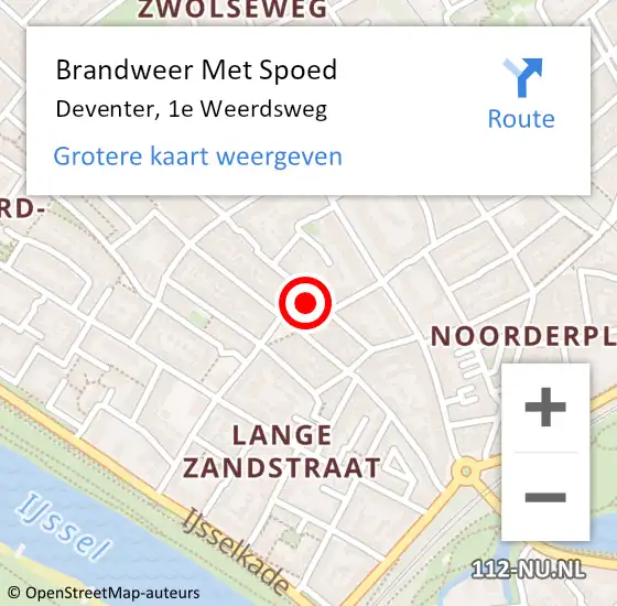 Locatie op kaart van de 112 melding: Brandweer Met Spoed Naar Deventer, 1e Weerdsweg op 23 september 2021 00:52