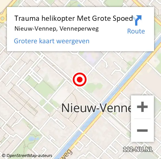 Locatie op kaart van de 112 melding: Trauma helikopter Met Grote Spoed Naar Nieuw-Vennep, Venneperweg op 23 september 2021 03:35