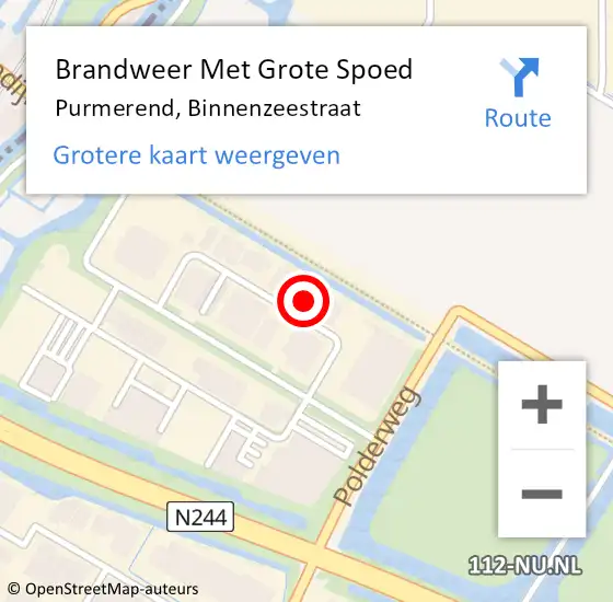 Locatie op kaart van de 112 melding: Brandweer Met Grote Spoed Naar Purmerend, Binnenzeestraat op 23 september 2021 03:42