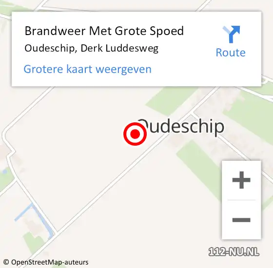 Locatie op kaart van de 112 melding: Brandweer Met Grote Spoed Naar Oudeschip, Derk Luddesweg op 23 september 2021 04:37