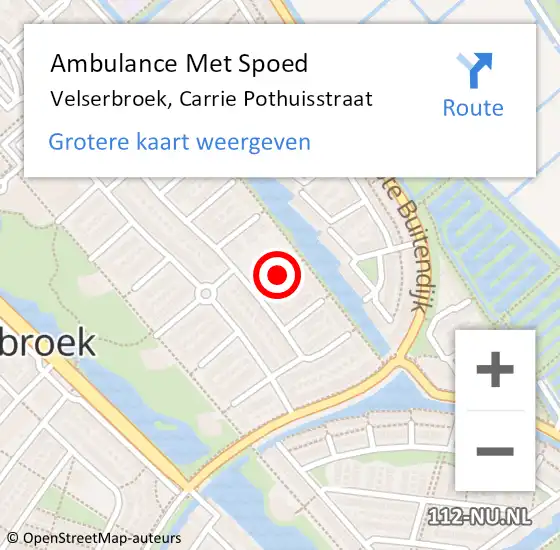 Locatie op kaart van de 112 melding: Ambulance Met Spoed Naar Velserbroek, Carrie Pothuisstraat op 23 september 2021 05:49