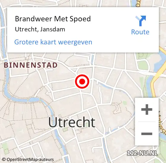 Locatie op kaart van de 112 melding: Brandweer Met Spoed Naar Utrecht, Jansdam op 23 september 2021 07:22