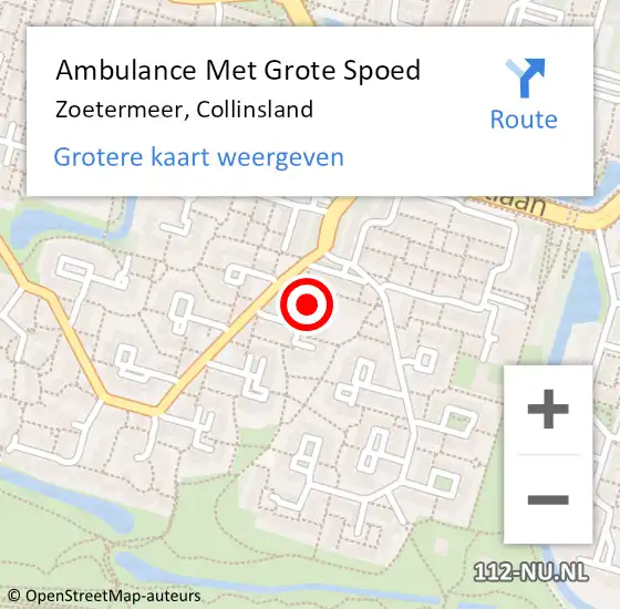 Locatie op kaart van de 112 melding: Ambulance Met Grote Spoed Naar Zoetermeer, Collinsland op 23 september 2021 07:31