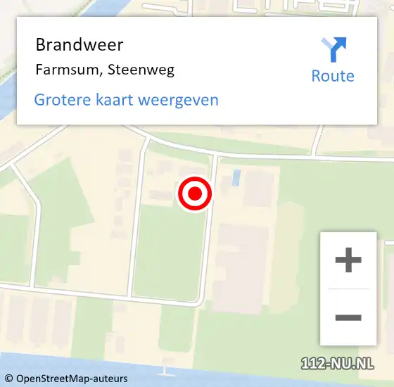 Locatie op kaart van de 112 melding: Brandweer Farmsum, Steenweg op 23 september 2021 07:43