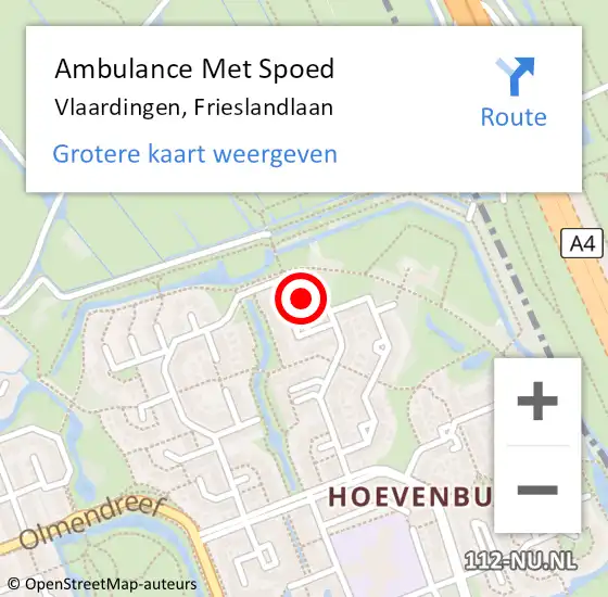 Locatie op kaart van de 112 melding: Ambulance Met Spoed Naar Vlaardingen, Frieslandlaan op 23 september 2021 07:51