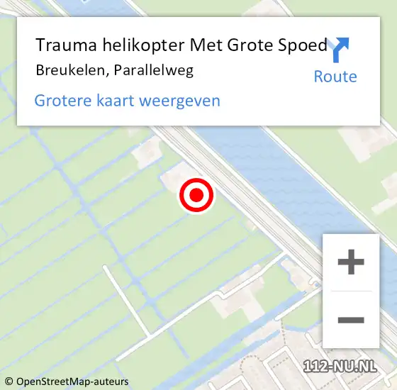 Locatie op kaart van de 112 melding: Trauma helikopter Met Grote Spoed Naar Breukelen, Parallelweg op 23 september 2021 08:13