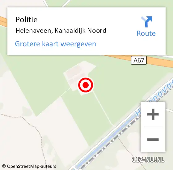 Locatie op kaart van de 112 melding: Politie Helenaveen, Kanaaldijk Noord op 23 september 2021 08:19