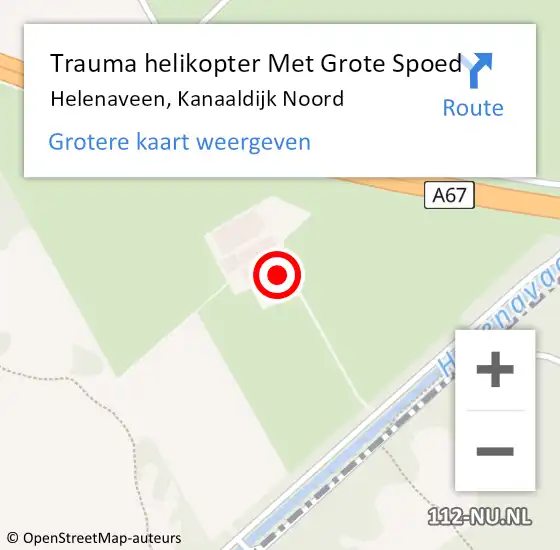 Locatie op kaart van de 112 melding: Trauma helikopter Met Grote Spoed Naar Helenaveen, Kanaaldijk Noord op 23 september 2021 08:27