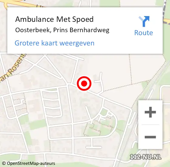 Locatie op kaart van de 112 melding: Ambulance Met Spoed Naar Oosterbeek, Prins Bernhardweg op 23 september 2021 08:27