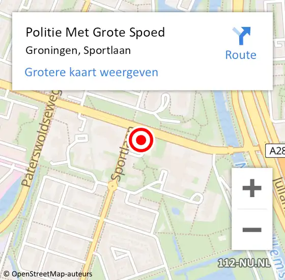 Locatie op kaart van de 112 melding: Politie Met Grote Spoed Naar Groningen, Sportlaan op 23 september 2021 08:36