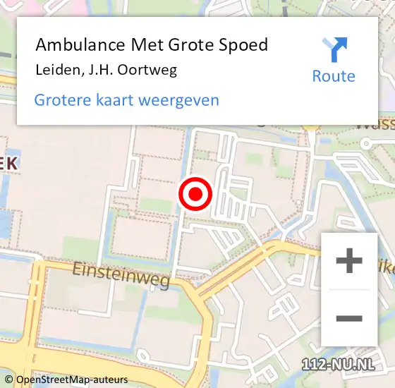 Locatie op kaart van de 112 melding: Ambulance Met Grote Spoed Naar Leiden, J.H. Oortweg op 23 september 2021 08:43