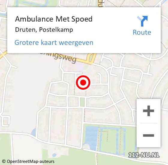 Locatie op kaart van de 112 melding: Ambulance Met Spoed Naar Druten, Postelkamp op 23 september 2021 08:57
