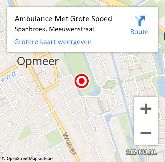 Locatie op kaart van de 112 melding: Ambulance Met Grote Spoed Naar Spanbroek, Meeuwenstraat op 23 september 2021 09:15