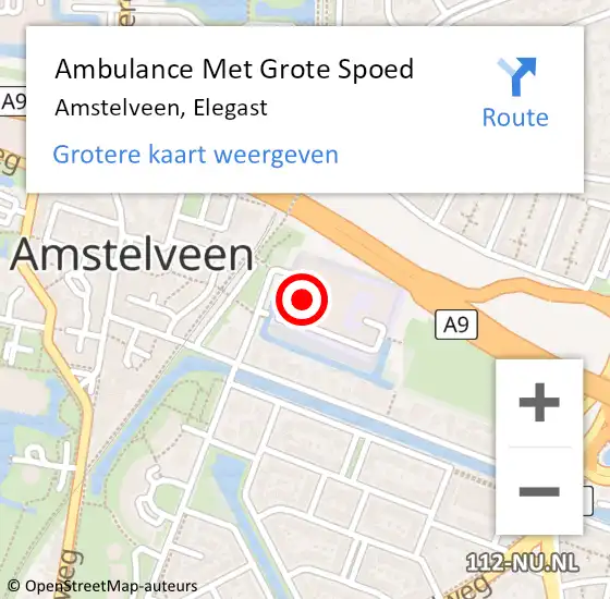 Locatie op kaart van de 112 melding: Ambulance Met Grote Spoed Naar Amstelveen, Elegast op 23 september 2021 09:33