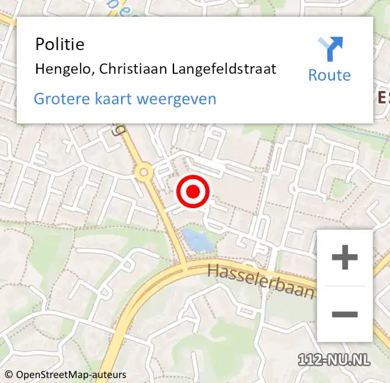 Locatie op kaart van de 112 melding: Politie Hengelo, Christiaan Langefeldstraat op 23 september 2021 09:37