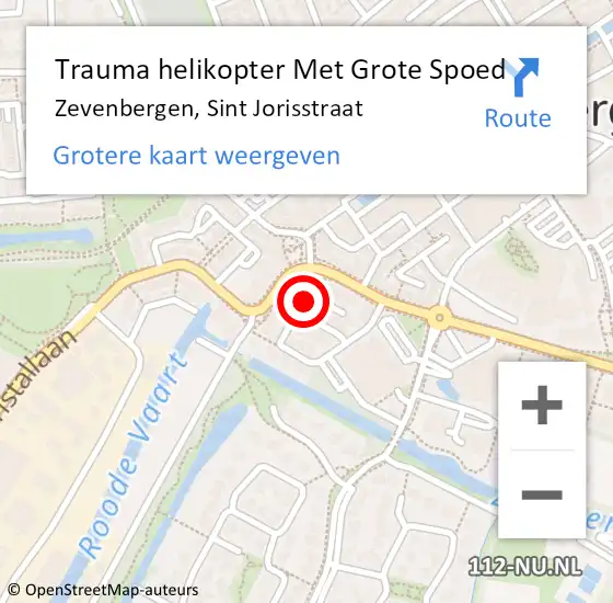 Locatie op kaart van de 112 melding: Trauma helikopter Met Grote Spoed Naar Zevenbergen, Sint Jorisstraat op 23 september 2021 09:57