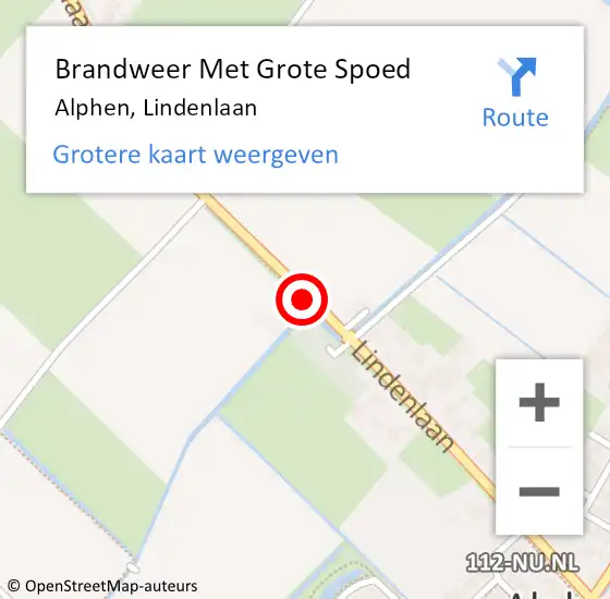 Locatie op kaart van de 112 melding: Brandweer Met Grote Spoed Naar Alphen, Lindenlaan op 23 september 2021 10:15