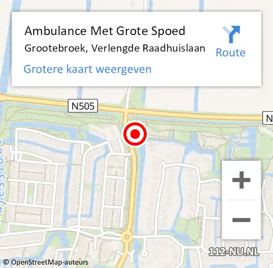 Locatie op kaart van de 112 melding: Ambulance Met Grote Spoed Naar Grootebroek, Verlengde Raadhuislaan op 23 september 2021 10:22