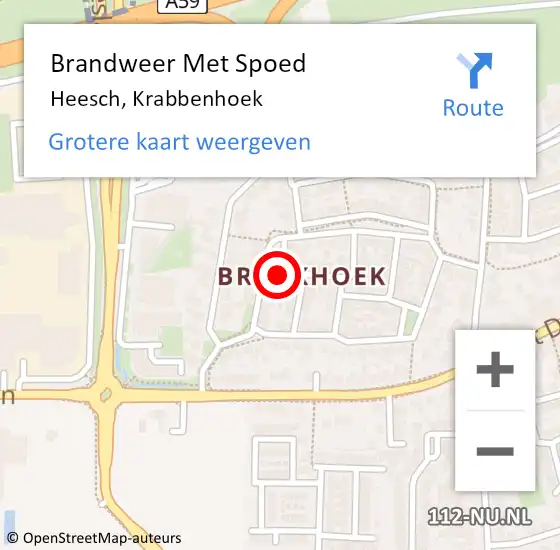 Locatie op kaart van de 112 melding: Brandweer Met Spoed Naar Heesch, Krabbenhoek op 23 september 2021 10:43