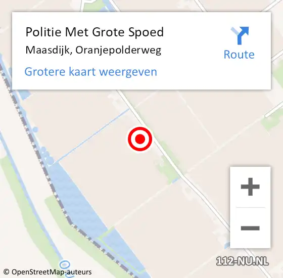 Locatie op kaart van de 112 melding: Politie Met Grote Spoed Naar Maasdijk, Oranjepolderweg op 23 september 2021 10:48