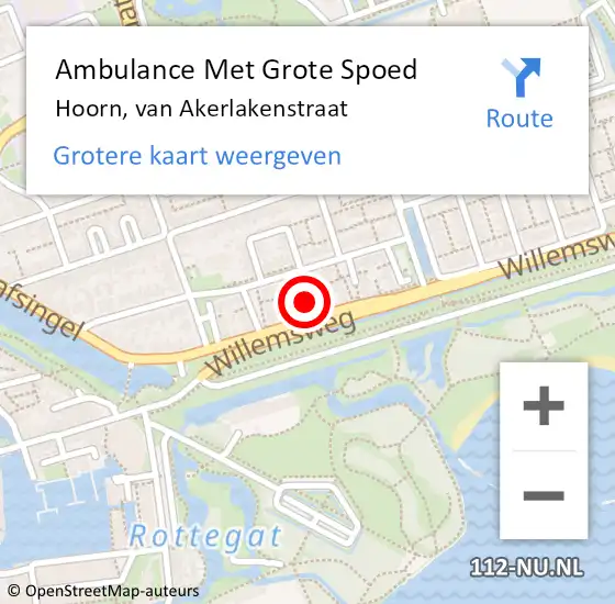 Locatie op kaart van de 112 melding: Ambulance Met Grote Spoed Naar Hoorn, van Akerlakenstraat op 23 september 2021 10:52