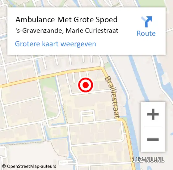 Locatie op kaart van de 112 melding: Ambulance Met Grote Spoed Naar 's-Gravenzande, Marie Curiestraat op 23 september 2021 10:59