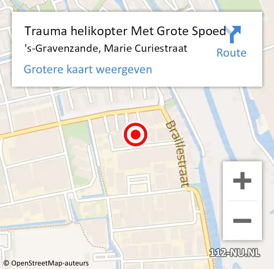 Locatie op kaart van de 112 melding: Trauma helikopter Met Grote Spoed Naar 's-Gravenzande, Marie Curiestraat op 23 september 2021 11:00