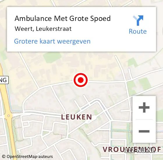 Locatie op kaart van de 112 melding: Ambulance Met Grote Spoed Naar Weert, Leukerstraat op 23 september 2021 11:05